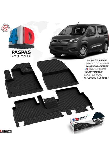 Toyota Proace City 4D Havuzlu Paspas 2019 Üzeri A+Kalite