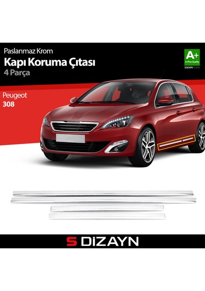 Peugeot 308 Kapı Koruma Çıtası Krom 2014-2021 modelleri