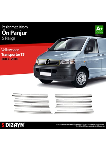VW T5 Transporter Krom Ön Panjur 8 Prç 2003-2010 modelleri