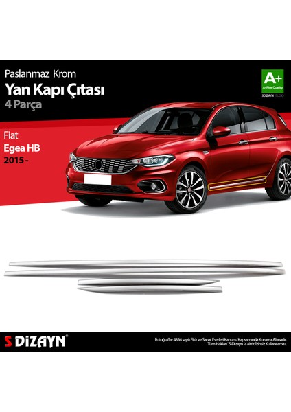 Fiat Egea HB Krom Yan Kapı Çıtası 4 Prç. 2015-2020