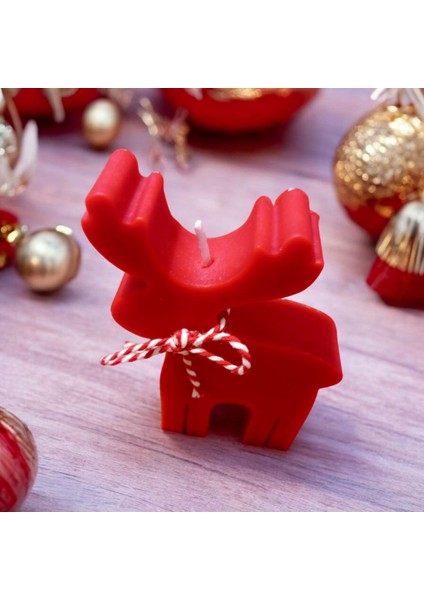 Yılbaşı Kırmızı Geyik Mum