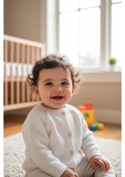 1-2 Yaş Örgü Unisex Bebek Hırkası