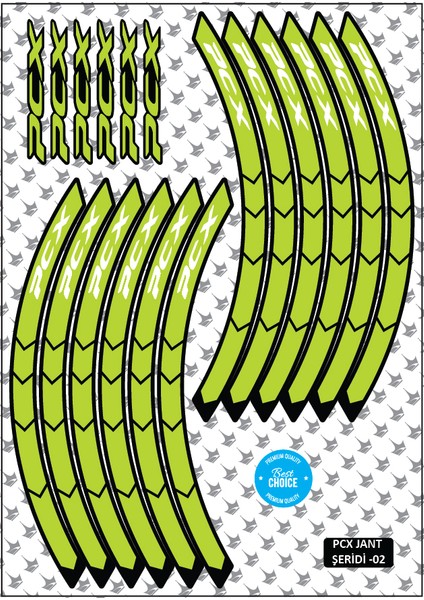 Honda PCX Uyumlu Jant Şeridi Seti – Yeşil / Beyaz Yazılı