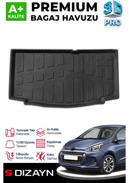 Hyundai i10 3D Pro Bagaj Havuzu 2013-2019 A+ Kalite