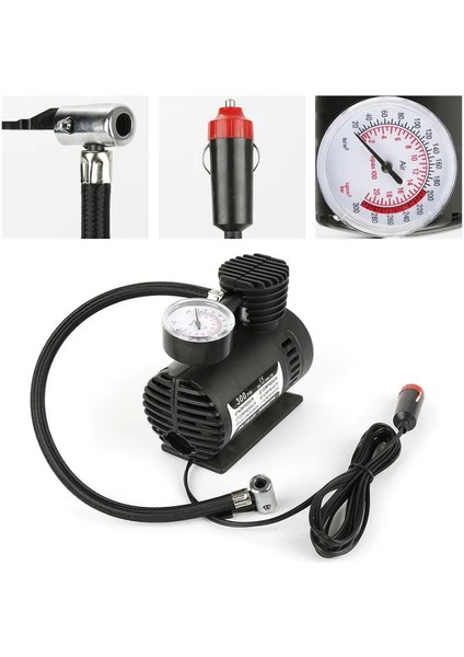 300 Psı Güçlü Hava Kompresörü-Araba, Motosiklet, Bisiklet ve Top Şişirme Lastik Şişirme Pompası