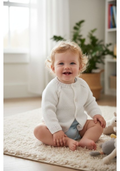1-2 Yaş Örgü Unisex Bebek Hırkası