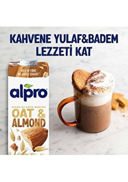 Yulaf & Badem İçeceği 4x1 Lt Doğal Laktozsuz Vegan Ürün Akdeniz Bademleri ile Zenginleştirilmiş