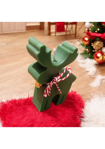 Yılbaşı Yeşil Geyik Mum