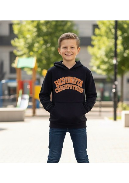 Çoçuk Kapüşonlu, Şardonlu Sweatshirt