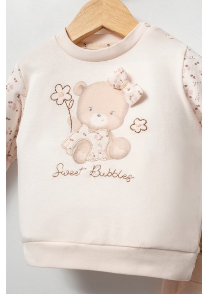 My Sweet Kız Bebek Fiyonklu Yelekli Takım