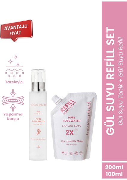 Gül Suyu Tonik & Refill Paket %100 Doğal ve Saf