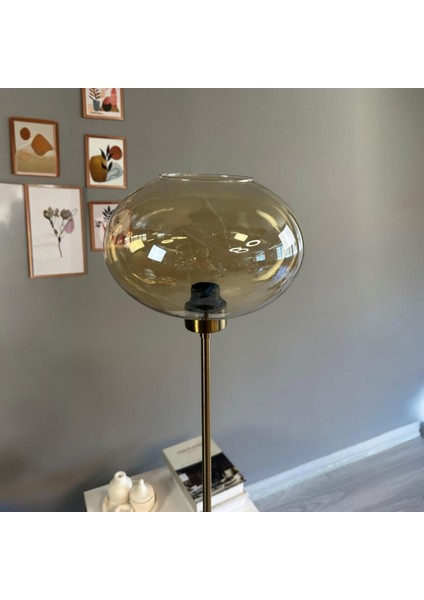 Solvia Cam Bal Rengi Düz Ince Gövde Lambader Modern Oturma Odası fiyatları