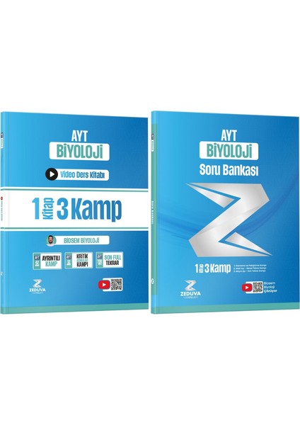 Biosem Ayt Biyoloji 1 Kitap 3 Kamp Video Ders Kitabı ve Soru Bankası Seti