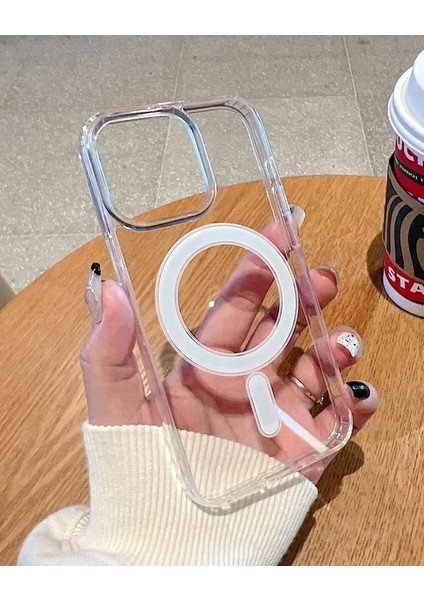 Iphone 15 Promax Magsafe Uyumlu Şeffaf Darbeye Dayanıklı Wireless Destekli Mükemmel Manyetik Silikon Kılıf