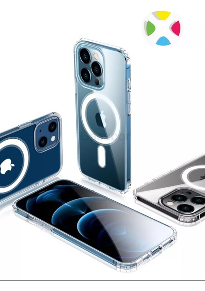 Iphone 15 Promax Magsafe Uyumlu Şeffaf Darbeye Dayanıklı Wireless Destekli Mükemmel Manyetik Silikon Kılıf