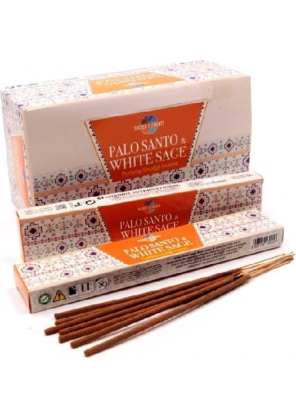 Palo Santo White Sage Masala Tütsü Seti (12’li) – Beyaz Adaçayı Arındırıcı, 65 Dk