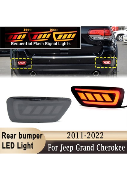 Jeep Grand Cherokee Için LED Kuyruk Işığı 2011-2022 Arka Tampon Reflektörleri Durdur Fren Dönüşü Sinyali Işık Jeep Pusula Siyah (Yurt Dışından) modelleri