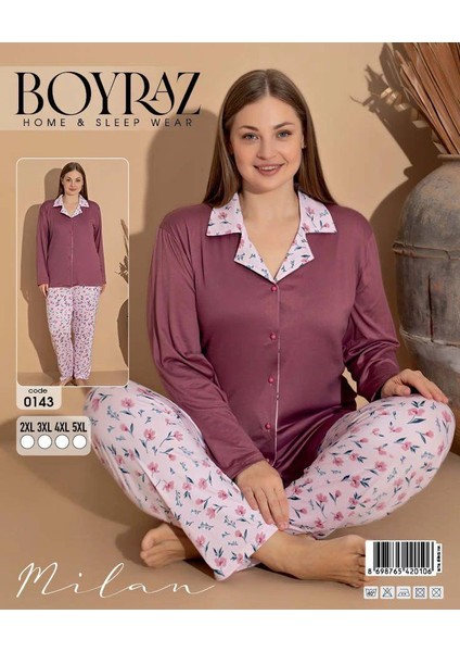 Boyraz 0143 Kadın Milan Battal Uzun Kol Pijama Takımı