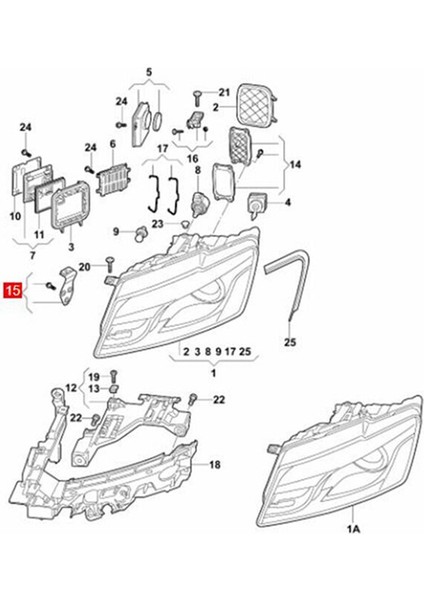 Ön Far Mahkemeli Braket Onarım Kitleri 8R0998122 Audi Q5 2009-2012 Far Tutucu Sabit Vida (Yurt Dışından)