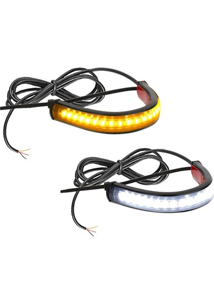 2pc Esnek Switchback Çift Renkli Motosiklet LED Çatal Turn Sinyal Göz Kırpanlar Drl Gündüz Çalışan Işık Su Geçirmez (Yurt Dışından)