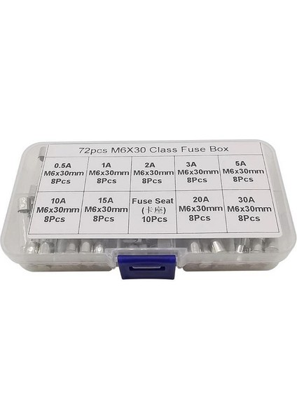 Hatfon Cam Sigorta Seti 6X30 mm 72 Adet 9 Çeşit 250V Şeffaf Çantada fiyatları