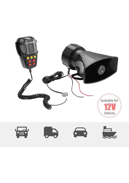 Araba Uyarı Alarm Kamyonu 7-Sesli Yüksek Alarm Hoparlörü 12V Siren Hava Boynuzu Megafon Polis Itfaiyeni Araba Boynuzu 110DB (Yurt Dışından) modelleri