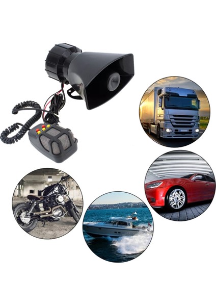 Araba Uyarı Alarm Kamyonu 7-Sesli Yüksek Alarm Hoparlörü 12V Siren Hava Boynuzu Megafon Polis Itfaiyeni Araba Boynuzu 110DB (Yurt Dışından) indirimleri