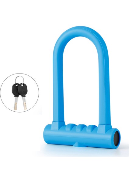 Bisiklet Kilidi Hırsızlık Anti-Hırs Dağ Bisikleti Yol Bisiklet Silikon U-Lock Motosiklet Kask Bisiklet Elektrikli Scooter Mavi (Yurt Dışından)