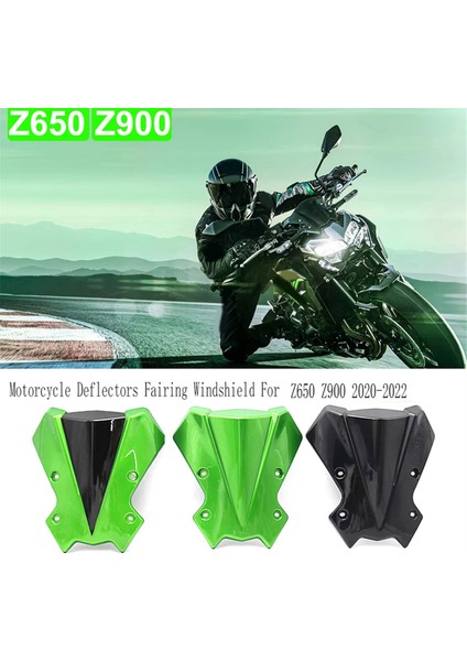 Motosiklet Ön Ön Cam Ekran Viser Visor Rüzgar Deflektörleri Kawasaki Z650 Z900 2020-2022 Siyah (Yurt Dışından) fırsatları