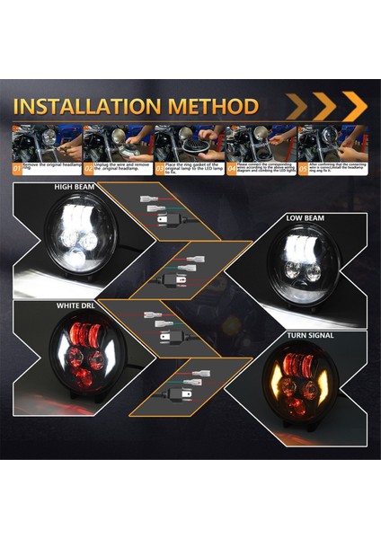 5.75 Inç Motosiklet Far Yüksek/düşük Işın Drl ve Demir Için Sinyal Işıkları 883 Dyna Genel Glıde Nightster Kırk Sekiz (Yurt Dışından) modelleri