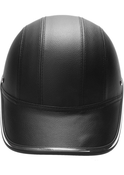 Motosiklet Deri Kasklar Bisiklet Scooter Yarı Açık Yüz Koruyucu Kask Sert Şapka Güvenliği Unisex Racer Kask Beyzbol Kapak Güvenliği Siyah (Yurt Dışından) modelleri