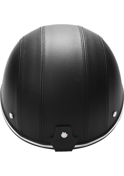 Motosiklet Deri Kasklar Bisiklet Scooter Yarı Açık Yüz Koruyucu Kask Sert Şapka Güvenliği Unisex Racer Kask Beyzbol Kapak Güvenliği Siyah (Yurt Dışından) fırsatları