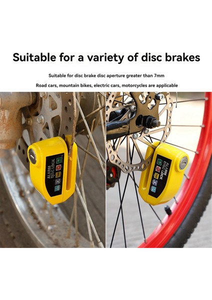 Bisiklet Elektrikli Araç Motosiklet Tekerlek Disk Fren Kilidi Güvenliği Hırsızlık Karşıtı Motosiklet Asma Kilit Disk Kilidi Sarı (Yurt Dışından) modelleri