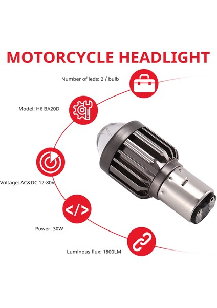 H6 BA20D Motosiklet Mini LED Projektör Far Ampulleri Çift Renkler Beyaz Sarı Atv Scooter E-Bikes Kafa Işık Lambası (Yurt Dışından)
