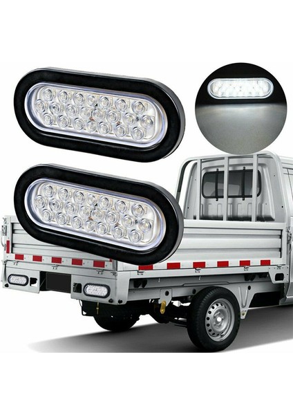 2pcs 6 Inç Oval Beyaz 22 LED Kamyon Ters Kuyruk Işıkları Kamyon Römork Uyarı Işık Şeffaf Gündüz Koşu Lambası (Yurt Dışından) modelleri