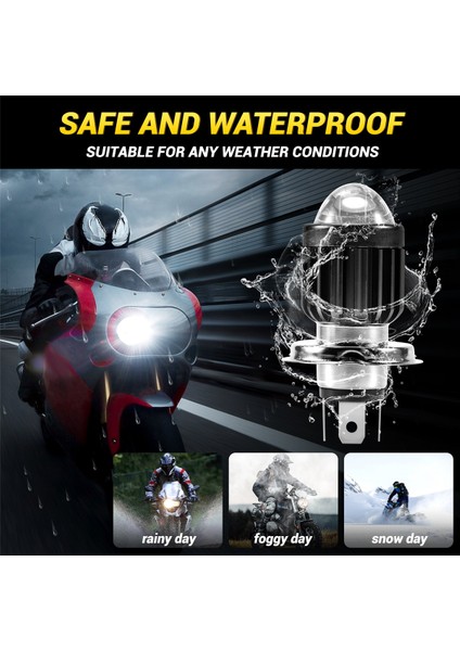 H4 Motosiklet Mini LED Projektör Far Ampulleri Çift Renkler Beyaz Sarı Atv Scooter E-Bisiklet Kafa Işık Lambası (Yurt Dışından) indirimleri