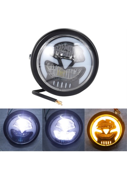 Evrensel Motosiklet 6.3 Inç 35W LED Fardıght Kafe Racer, Sarı Işık Için Yuvarlak Far (Yurt Dışından) fiyatları