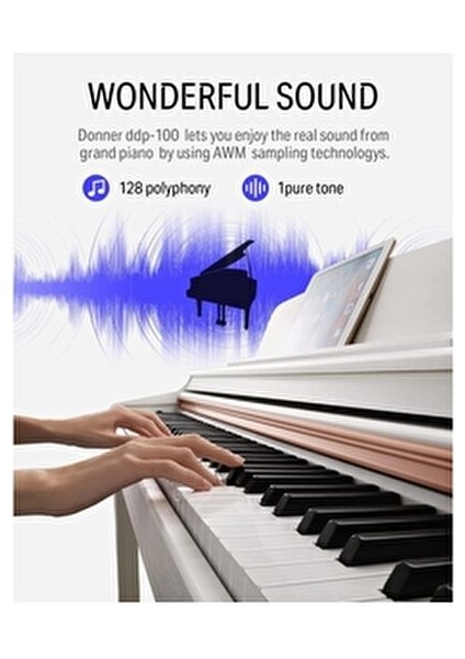 DDP-100 Beyaz Dijital Piyano 88 Tuşlu Özel Özelliklerle Müzik Deneyimi indirimleri
