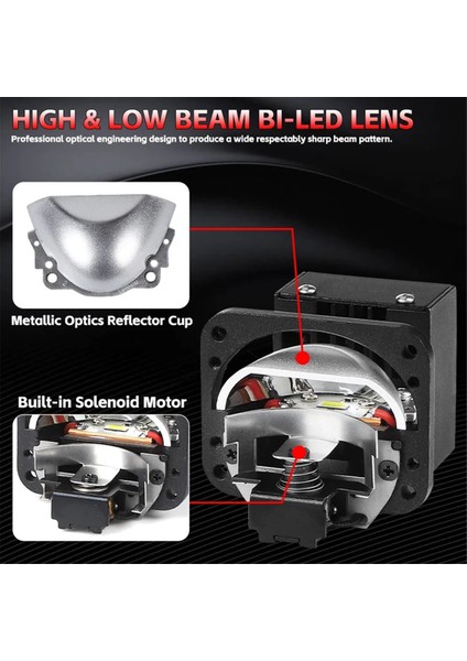 Matrix Bi-Led Lens 1.5 Inç Yüksek Düşük Kireli Motosiklet LED Far Projektör Lens 6000K Evrensel H4 H7 9005 9006 (Yurt Dışından) fiyatları