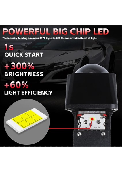 Matrix Bi-Led Lens 1.5 Inç Yüksek Düşük Kireli Motosiklet LED Far Projektör Lens 6000K Evrensel H4 H7 9005 9006 (Yurt Dışından) modelleri