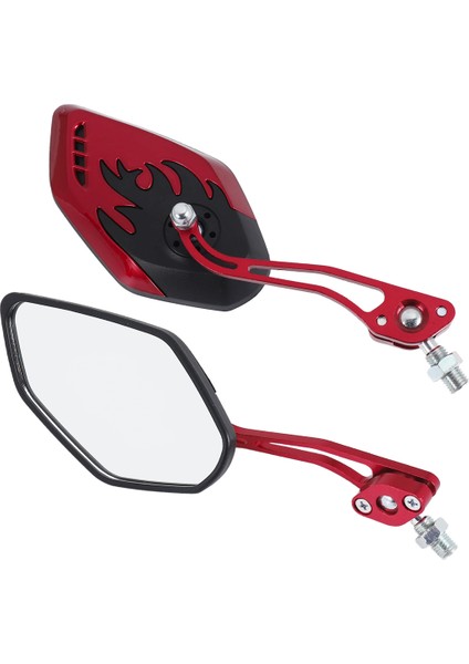 2pcs Vida Çapı 10MM / 8mm Yan Aynalar Motosiklet Scooter 360 Derece Dönme Motosiklet Dikiz Aynaları Kırmızı (Yurt Dışından)