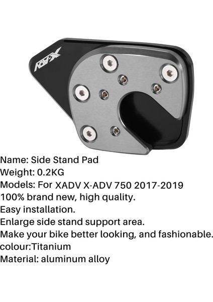 Motosiklet Tarafı Stand Pad Kickstand Honda Xadv Xadv X-Adv 750 2017-2019 Titanyum (Yurt Dışından) modelleri