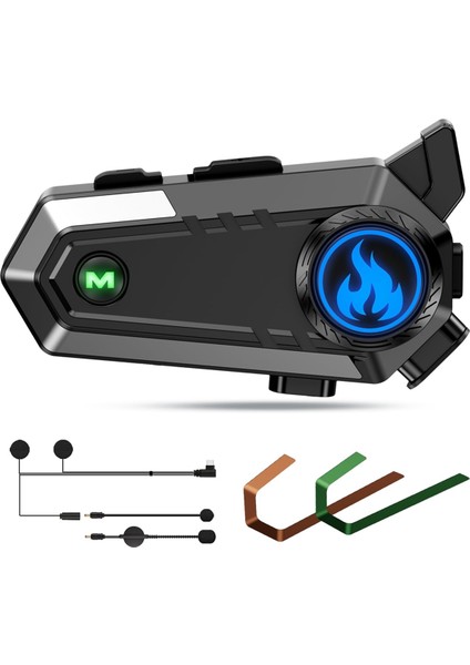 Motosiklet Kaskı Bluetooth Kulaklık 2 Tip Mikrofon, Interkom/eller Serbest Arama/müzik/su Geçirmez/gürültü Iptali, C9 (Yurt Dışından)