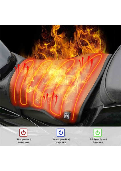 Motosiklet Isıtmalı Koltuk Yastık Motosiklet, Kar Müsabile ve Atv Için Elektrikli Isıtmalı Koltuk Pedi Evrensel Uyum (Yurt Dışından)