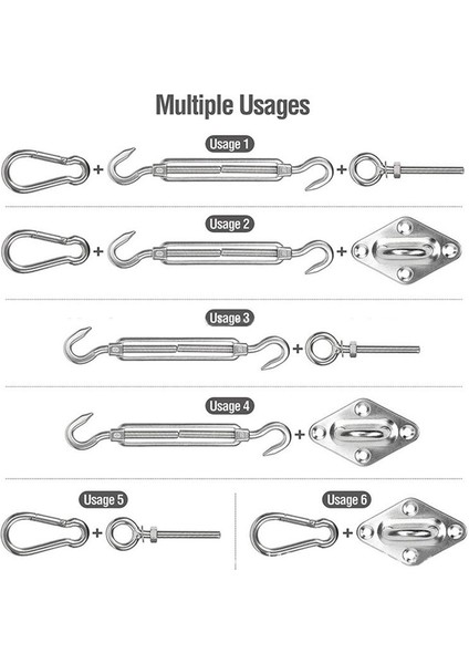8pcs Paslanmaz Çelik Eşkenar Eşek Tokası Bahçe Gölgelik Tente Yelken Vidaları Tente Aksesuarları (Yurt Dışından) fiyatları