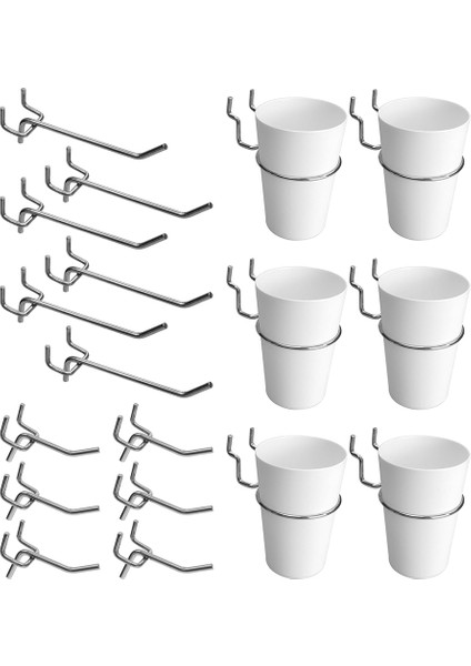 Pegboard Kanca Kupası Aksesuar -18PIECES Pegboard Ekran 5 1 ve 4 Inç Düz Tutucu 1/8 1/4 Pegboard B Için Küçük Asma Kupası (Yurt Dışından)