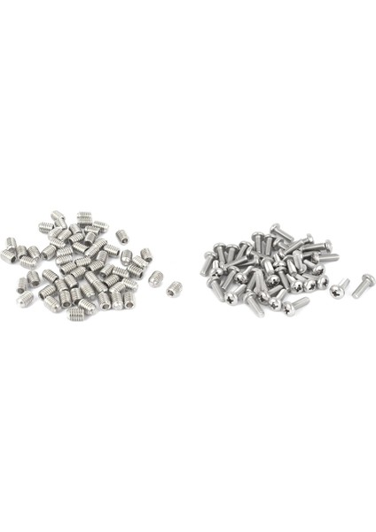 60PCS M2X4MM Phillips Yuvarlak Kafa Vidaları 50PCS M3X4MM Altı Soket Set Kapağı Noktası Grub Vidaları (Yurt Dışından)