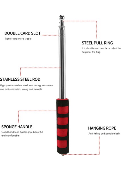Bayraklar Için Genişletilebilir 2m Taşınabilir Teleskopik El Bayrağı Kutup Aracı Windsock (Yurt Dışından) modelleri