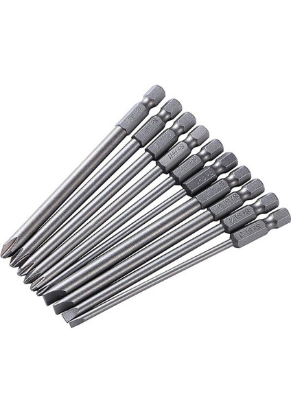 10PCS/SET 100MM Alaşımlı Çelik S2 Yuvalı Phillips Tornavida Bitleri Düz Çapraz Kafa Partileri Tornavida Seti (Yurt Dışından)