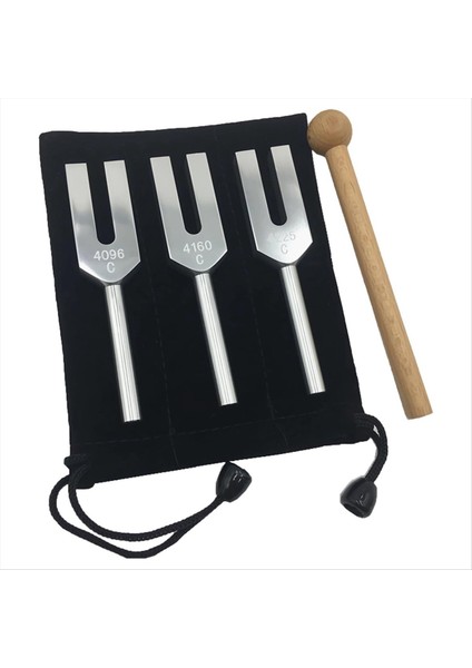 Angel Tuning Fork Seti - 4096 Hz 4160 Hz 4225 Hz - Ahşap Grev ve Depolama Torbası ile Terapötik Alet Seti (Yurt Dışından)